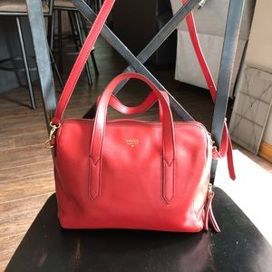 Fossil red satchel purse